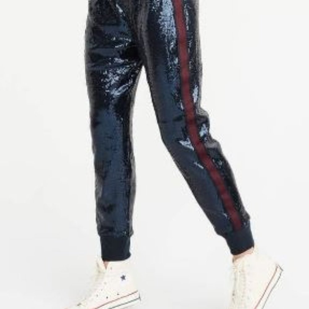 Abercrombie & Fitch Navy Sequin Joggers Size XS NWT